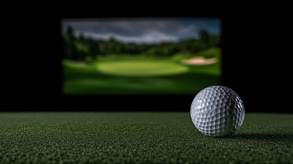 image of a golf ball and a golf simulator