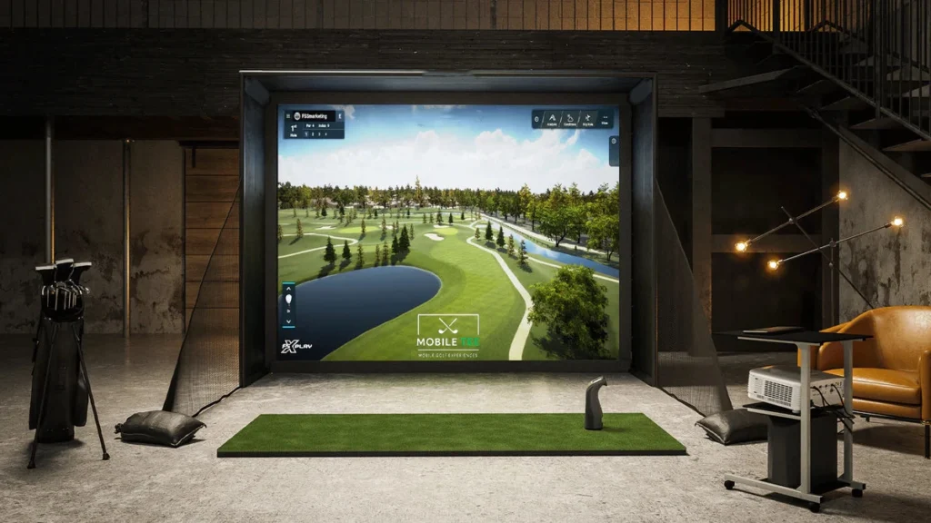Image of golf simulator setup from The Mobile Tee