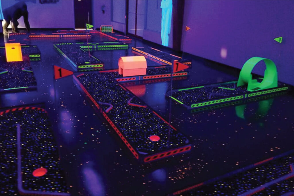 image of a 9 hole led mini golf course setup
